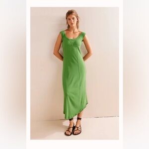 Free People Beach Ashe Midi Mint Green Ribbed Cotton Dress M